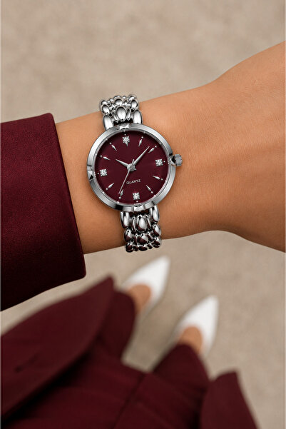 İnogge Violes Silver Women's Wristwatch – Vintage Luxury Stone Detailed Silve...