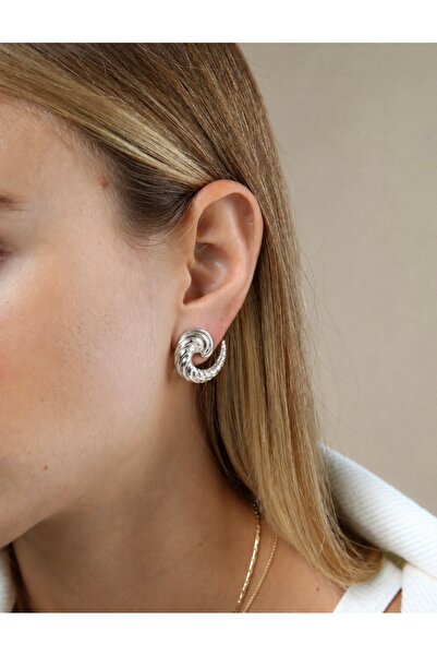 Markiz Takı Silver Color Twist Brand Model Latest Series Earrings Pair