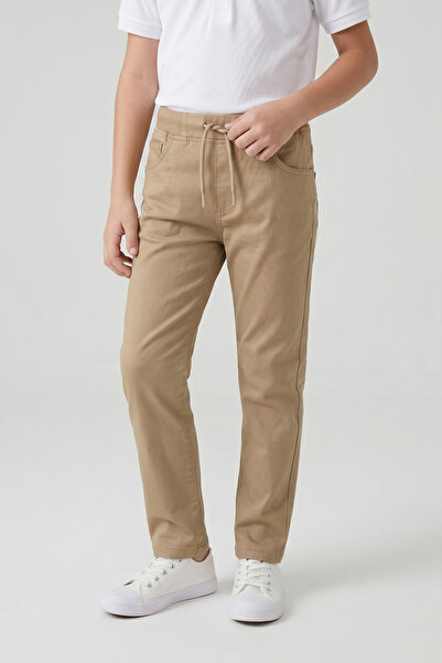 nacar çarşı Boys' Camel Ribbed Waist Canvas School Pants Primary School Middl...