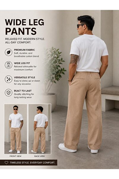 ARA Unisex Linen Cotton Blend Wide Leg Pants
