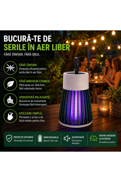 Magazinul reducerilor Lampă UV Anti Insecte pentru Terasă și Grădină, Fără Ch...