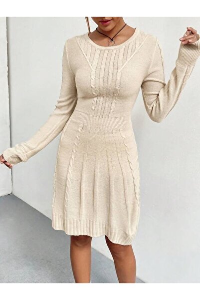 Iuliashop Frida Beige Knitted Short Dress - S