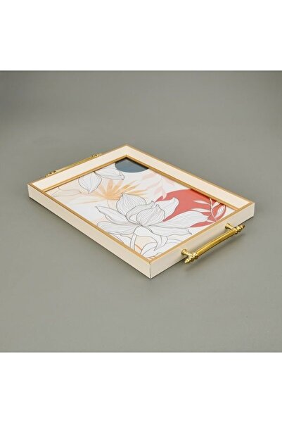 Sembol Flower Patterned Tray - Colorful - 42X30 cm