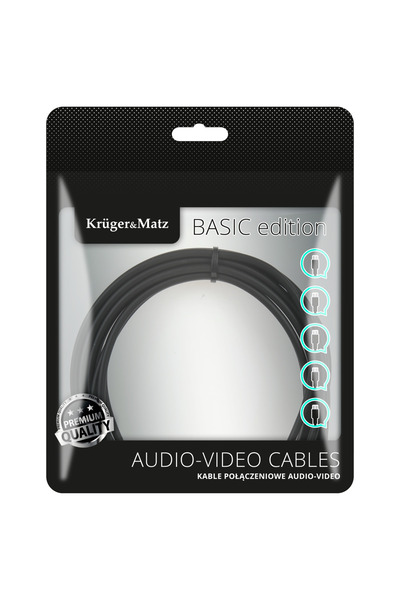 Kruger&Matz Cablu Jack 3.5mm - RCA (Cinch) x2 10m argintiu (KM1215)