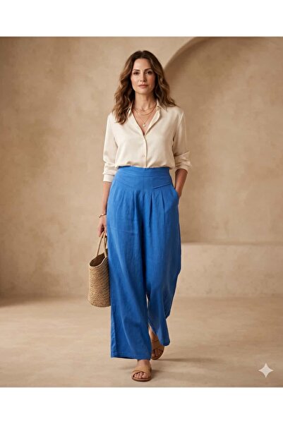 Punta Otantik PTS24250049 Pantaloni Hiva din bumbac plisat cu talie elastică ...