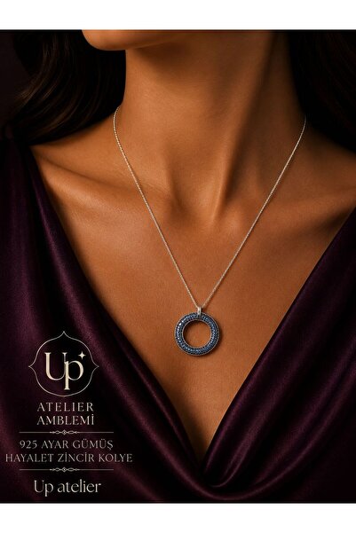 Up Atelier 925 Ayar Gümüş Mavi Zirkon Taşlı Halka Model Kolye