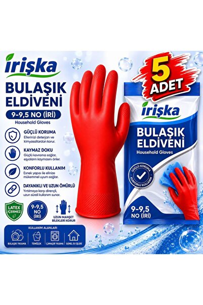 irişka قفازات غسيل الأطباق 9-9.5، قفازات تنظيف متينة مع سطح داخلي غير قابل لل...