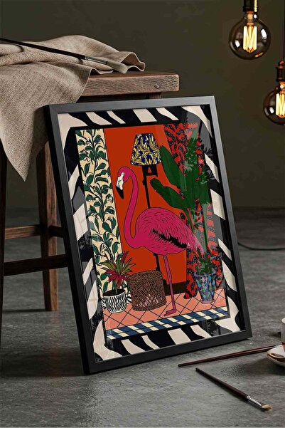 Buka Shops Maximalist Pink Flamingo Dopamine Decor - Black Framed Painting