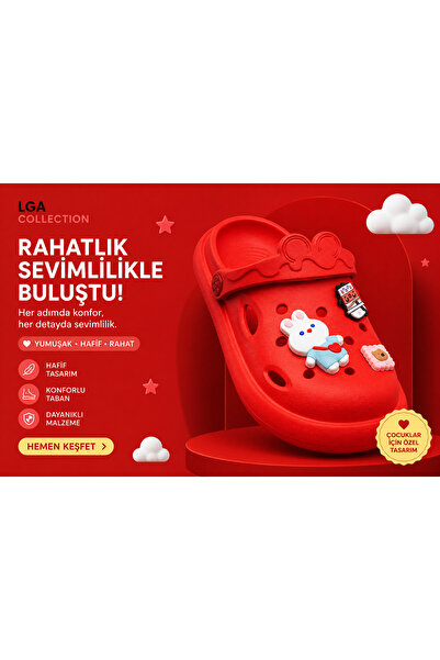 LGA COLLECTİONS Çocuk Cross Terlik Emojili 26 - 35 Numara Eva Taban Yeni Sezon