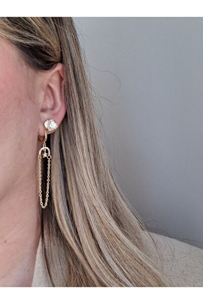 8atelier Star and Chain Detail Gold Earrings