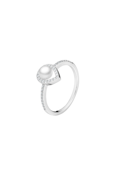 MANAVA Silver ring with natural pearl and pavé zirconia - Cœur