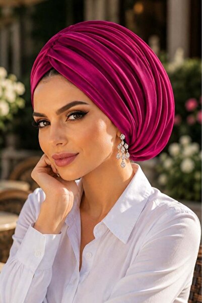 Aişe tesettür Καπέλο Casual με διπλό στρώμα και ντραπέ σχέδιο σε απόχρωση κερασί