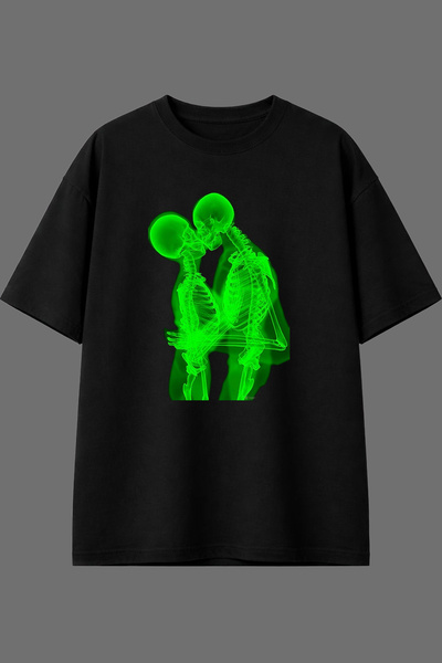 VSRN Green Valentine Design Pre-Printed Black Oversize T-Shirt