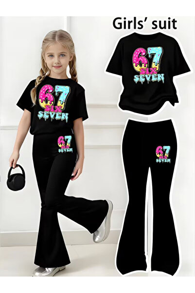 YUNAYT Set de pantaloni evazați și tricou spaniol pentru fete