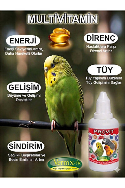 VERMX-TR DOĞAL HAYVAN SAĞLIĞI ÜRÜNLERİ Provit Tüm Kuşlar için Multi Vitamin G...