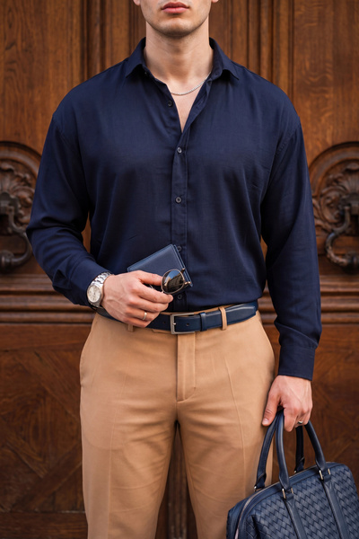 Teenage Millionaire Cămașă Denver, culoare bleumarin, cu model scoarță de cop...