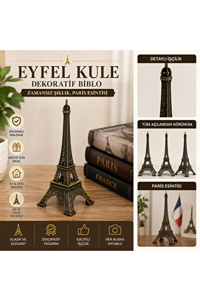 1DepoBu 33cm Eyfel Kulesi Dekoratif Biblo Paris Temalı Masaüstü Ev Ofis Dekor...