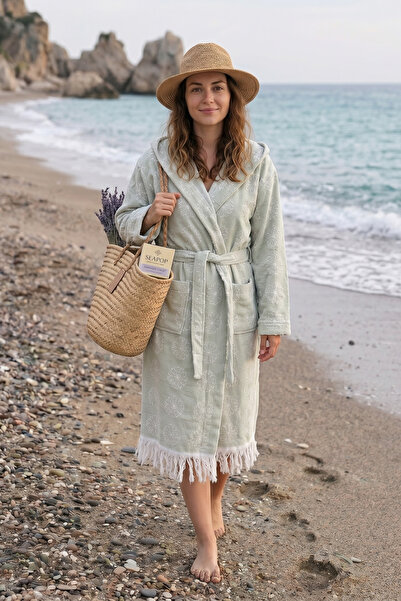 Valmia Home 100% Cotton Hooded Peshtemal Bathrobe |   Organic, Oversize Comfo...