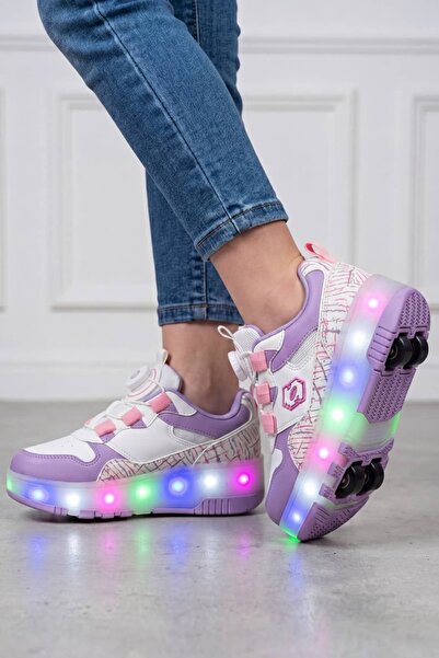 NAVİSHOES Çocuk Tekerlekli Işıklı Otomatik Bağcıklı Spor Ayakkabı | Paten Kay...