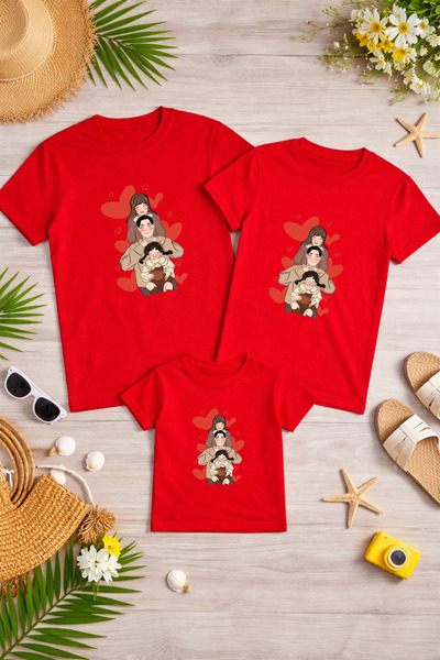 LORVEX Mother Father Child Combination T-Shirt Cotton Oversize Family Combina...