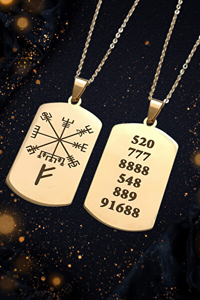 Sihirli Titreşimler Vegvisir, Fehu, Sayı Sekanslı Çelik Kolye Para Mucize Aşk...
