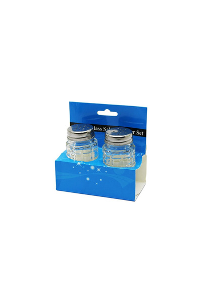 shopwave Glass salt 2-liter round glass salt shaker with embosed metal lid - ...