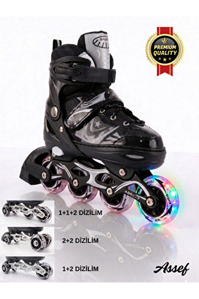 assef Sports Paten Çocuk Paten Işıklı Paten Silikon Teker Paten Ayarlanabilir...