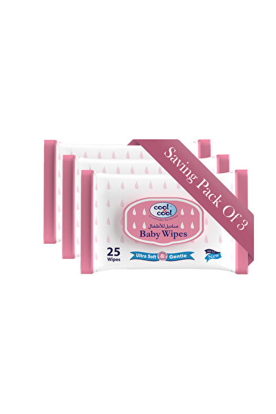 COOL & COOL Baby Wipes 25’s(Pack of 3) - Alcohol Free,Paraben Free,Vitamin E,...