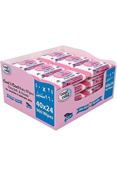 COOL & COOL Baby Wipes 40’s (Pack of 24)-Alcohol Free,Paraben Free,Vitamin E,...