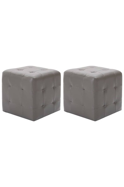 vidaxl Noptiere, 2 buc., gri, 30x30x30 cm, piele ecologică