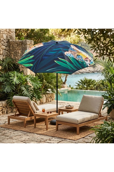 jumi Beach umbrella, Jumi, leopard model with tropical leaves, 200 cm