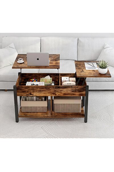 GoldenLike Coffee Table, Lift-Top Center Table, 120cm Dining Tables, Large De...