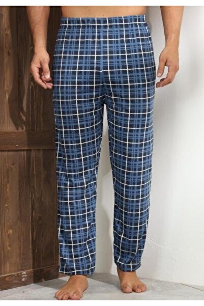 Serena Men's blue pajama pants with Checkered and black lines - loose fit - b...