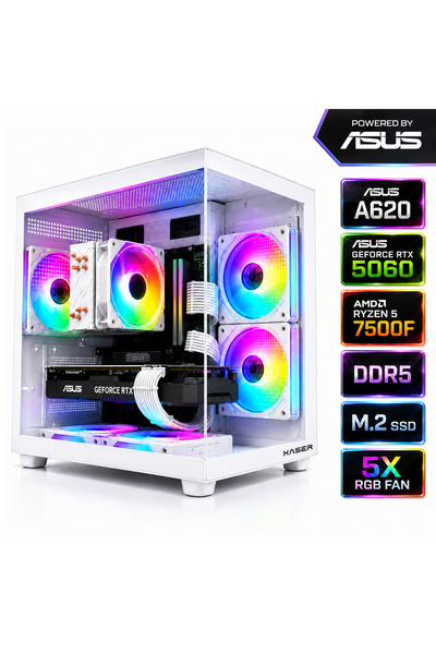 XASER Apex x50 Ryzen 5 7500F-ASUS A620M-K/ASUS RTX 5060 DUAL /1TB M.2/16GB DD...