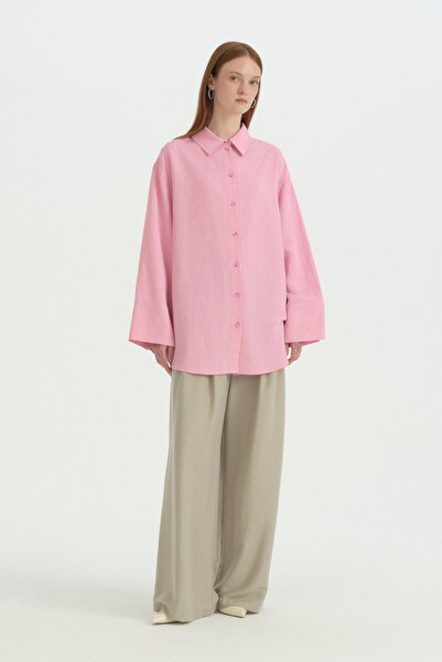 Nihan Wide Cuff Linen Tunic - Pink