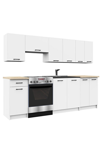 SERSIMO Set mobilier de bucătărie OLIWIA, 240x46x203 cm, cu blat din stejar S...