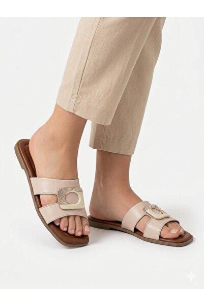 Lütfi Women's buckle detailed daily chic comfortable slippers