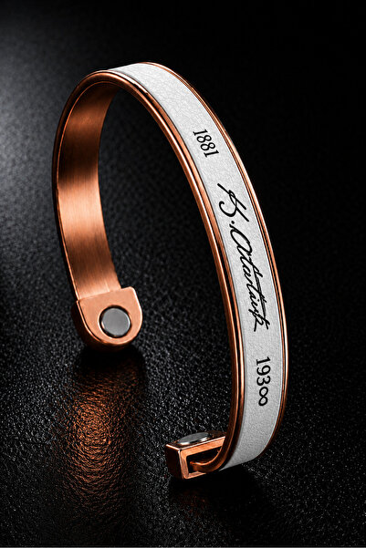 İyyaKee Ataturk Signed Copper Bracelet 1881-193∞ Written on It for Men and Wo...