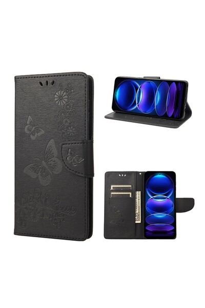 sscase Butterfly Embossed Horizontal Θήκη Πορτοφόλι Black (Xiaomi Redmi Note ...