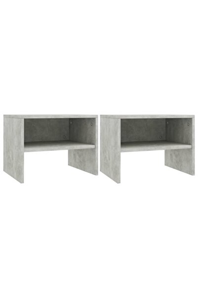 vidaxl Noptiere, 2 buc., gri beton, 40x30x30 cm, lemn prelucrat