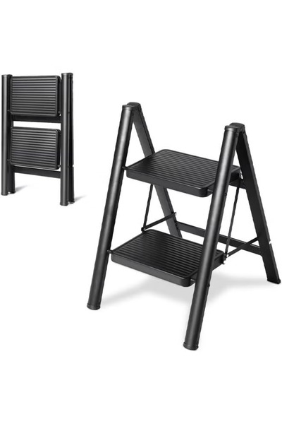 Smart Kitchen 2-Step Household Folding Ladder – Sturdy Metal Frame with Non-S...
