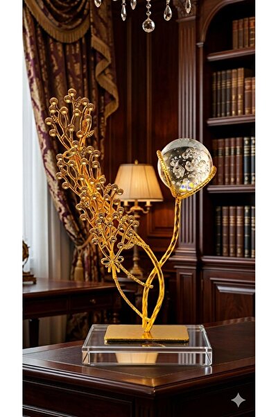 ALRASHED Gold Kristal Küreli Modern Dekoratif Biblo