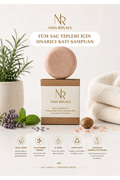 Naya Rituals Tüm Saçlar Tipleri İçin Katı Şampuan - 100g - Tatlı Badem&Lavant...
