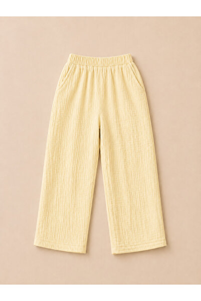 Nuno Touch Unisex Çocuk Müslin Pantolon Sarı