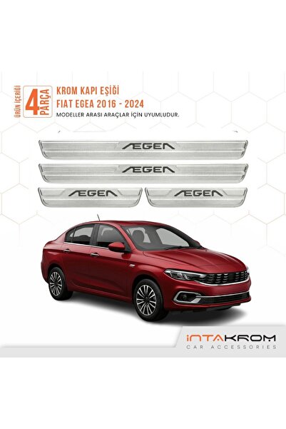 intakrom Fiat Egea 2015-2026 Sedan / HB Uyumlu Paslanmaz Çelik Kapı Eşiği 4 P...