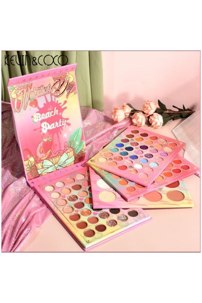 The Hub Paletă Farduri Kevin&Coco 117 Culori cu Blush și Iluminator, 4 Straturi Rotative, Multicolor