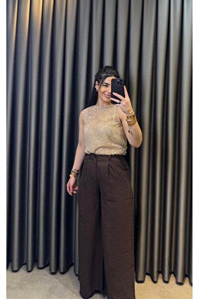 Nisam Front Pleated Palazzo Trousers