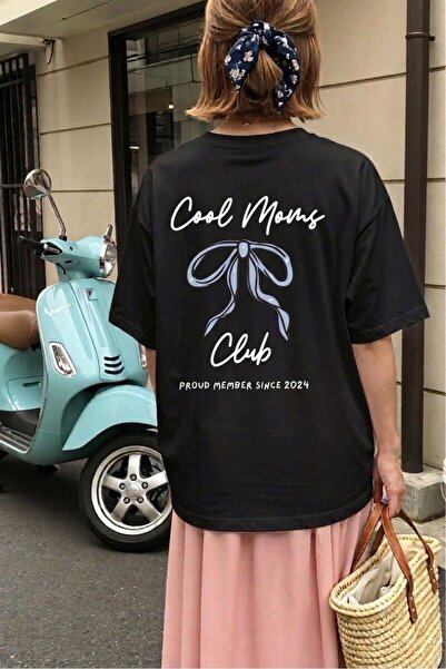 LELVANİ Γυναικείο μπλουζάκι Cool Moms Club με στάμπα μπλε κορδέλας