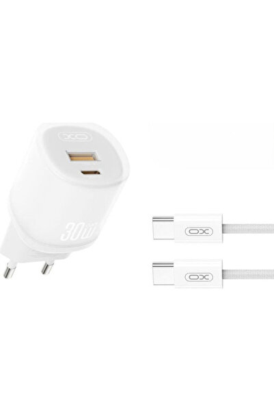 Xo Φορτιστής με θύρα USB-A και θύρα USB-C και καλώδιο USB-C σε USB-C, Γρήγορη...