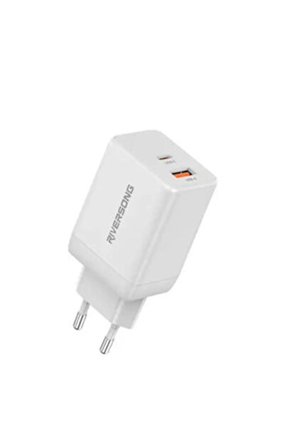 RİVERSONG Φορτιστής Χωρίς Καλώδιο με Θύρα USB-A και Θύρα USB-C Λευκός (PowerK...